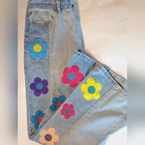 SLP Wide Leg High Waist Jeans 70's Inspired Size Large Washed Denim